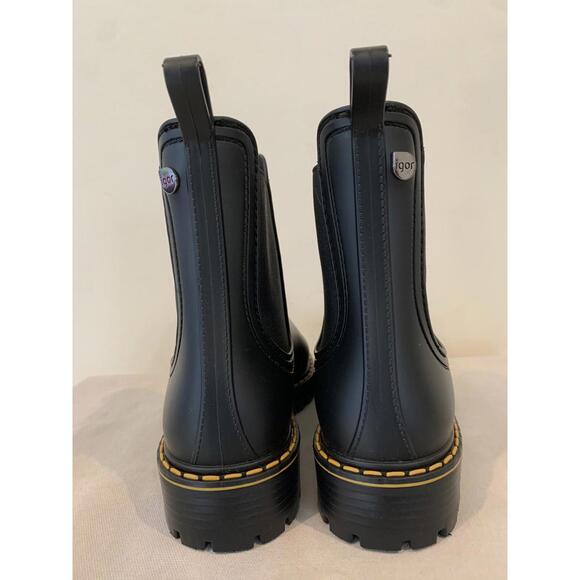 Igor Women's Soul Water Rain Rubber Black Boots Made in Spain Size 38 7.5 US - Picture 5 of 15